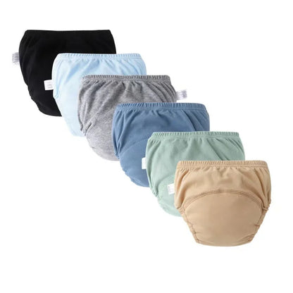 Culottes d'apprentissage de la propreté imperméables réutilisables (lot de 4) – Sous-vêtements d'entraînement en coton doux pour bébés garçons et filles avec protection anti-fuites