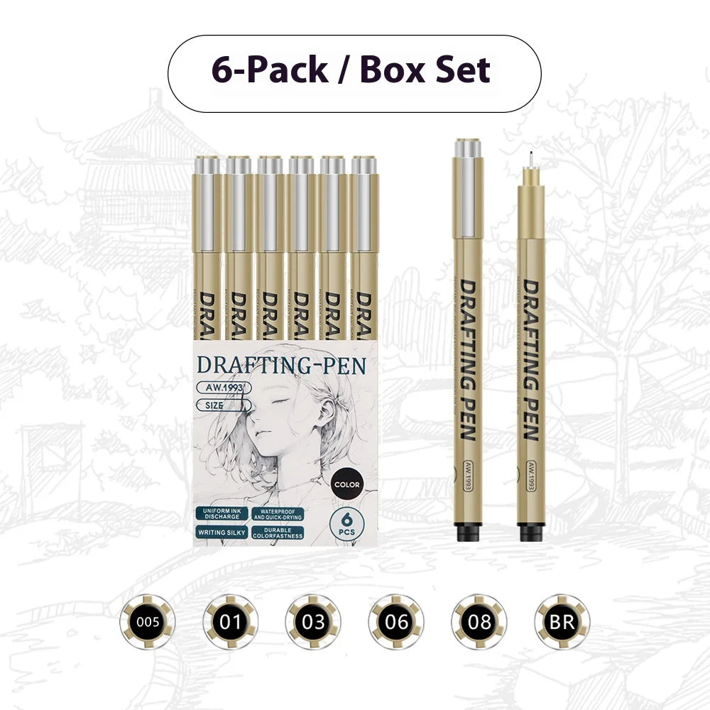Manga Black Fineliner Marker Set – 1/6/9/12PCS Fine Tip Drawing Pens for Sketching, Comics & Art