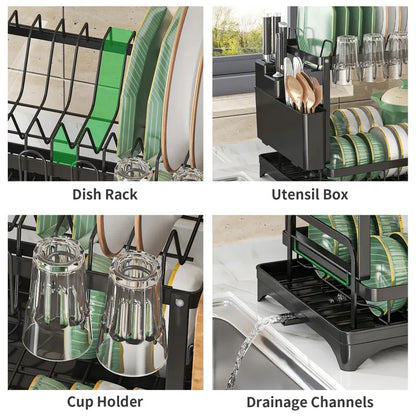 Stainless Steel Dish Drying Rack – Hygienic Residue-Free Kitchen Organizer with Premium Carbon Steel Construction, Space-Saving & Quick-Dry Design