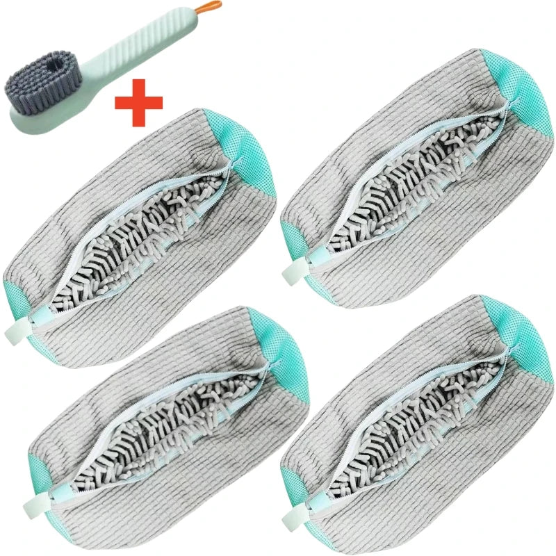 Shoe Washing Machine Bag with Cleaning Brush Set - Durable Reusable Laundry Bag for Sneakers, Running Shoes & Delicates (1, 2 or 4 Pack)