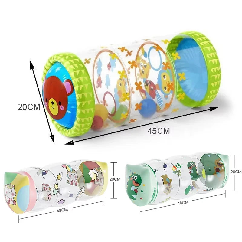 Inflatable Baby Crawling Roller Toy – Rattle & Activity Play Toy for Babies 6-12 Months, Interactive Developmental & Educational Toy