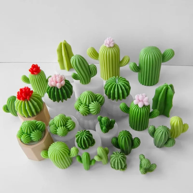 Molde de Silicona para Velas de Aromaterapia con Diseño de Cactus DIY – Molde de Plantas Suculentas para Velas Hechas a Mano de Cera de Soja, Manualidades de Resina, Adornos de Yeso y Proyectos DIY de Decoración del Hogar