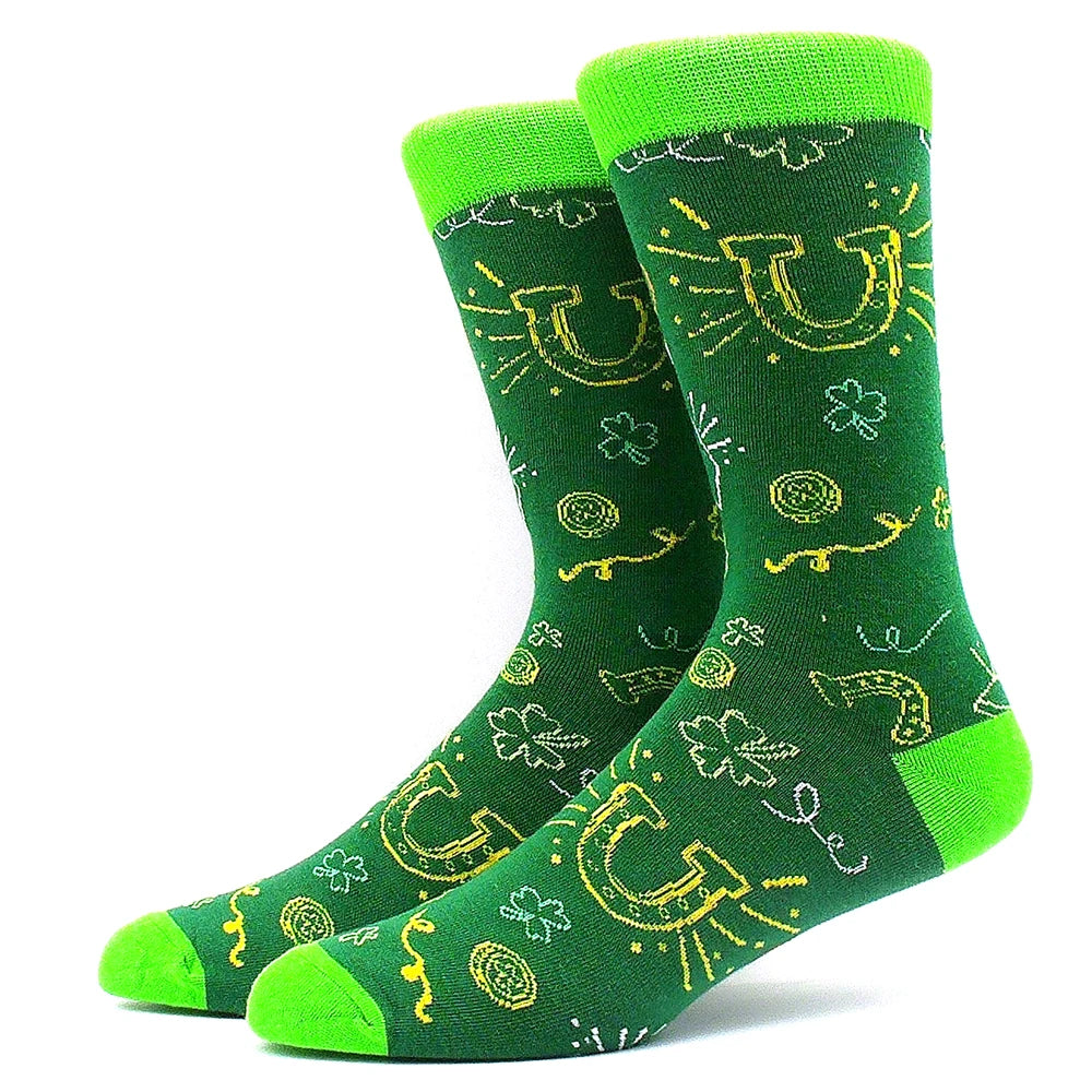 Funny Colorful Hip Hop Socks – Combed Cotton Animal, Astronaut & Geometric Print Socks for Men & Women, Business Dress Wear