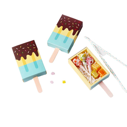 Boîtes à bonbons en papier kraft en forme de crème glacée 5/10 PCS avec plateau coulissant pour pop-corn, cadeaux de fête et emballages cadeaux d'anniversaire