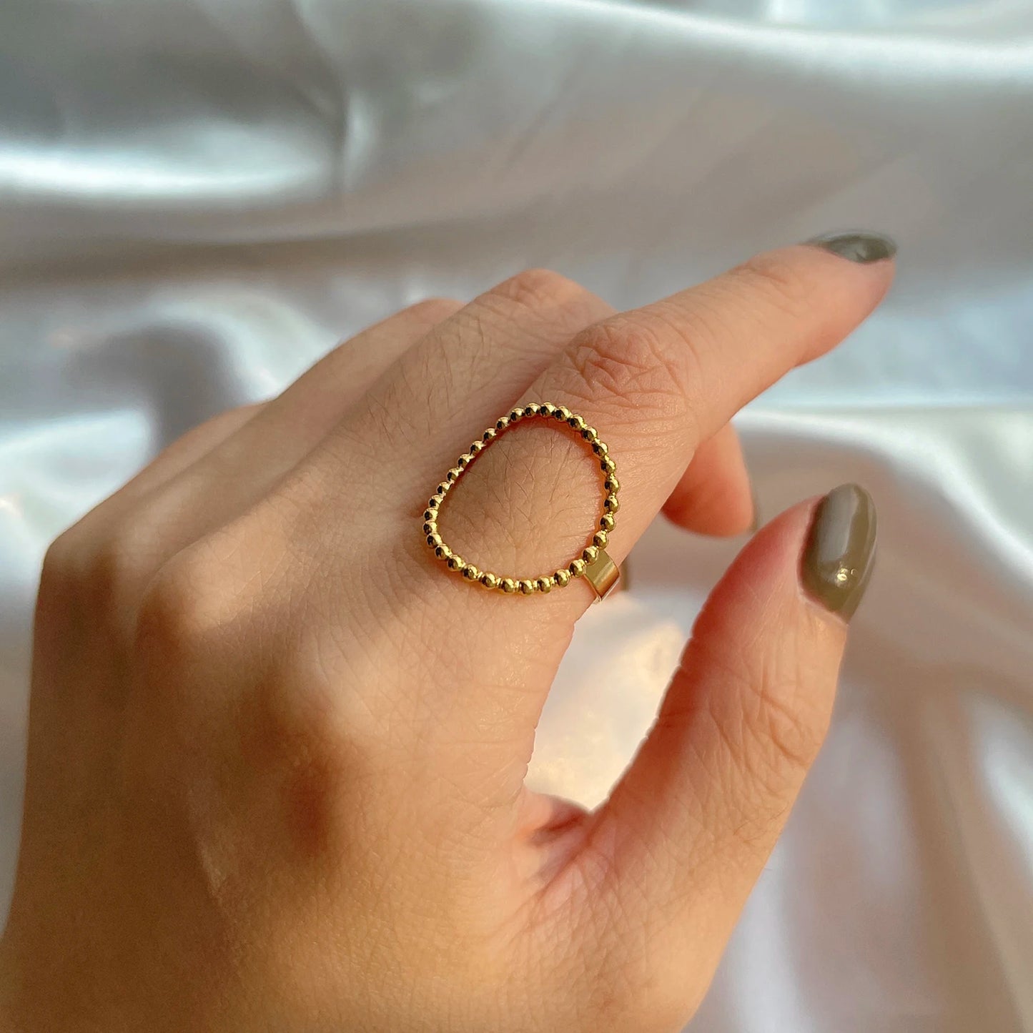 Bague Skyrim en acier inoxydable cœur géométrique pour femme, réglable, ouverte, pour fête, esthétique