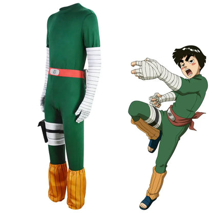 Naruto Rock Lee Inspired Anime Cosplay Costume Set with Wig – Green Jumpsuit Uniform for Halloween, Carnival & Party Roleplay