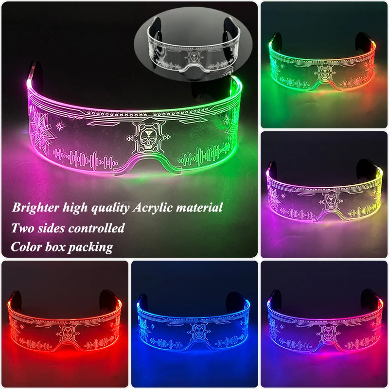 Gafas LED ciberpunk luminosas – Gafas futuristas con luz para cosplay, raves y fiestas de Halloween