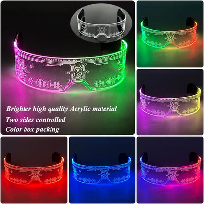 Gafas LED ciberpunk luminosas – Gafas futuristas con luz para cosplay, raves y fiestas de Halloween