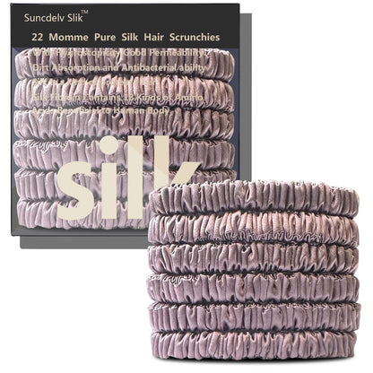 6 Lazos de Seda Pura Morera – Elásticos de Seda Hechos a Mano para Mujer y Niña | Lujosos Accesorios para el Cabello en Caja de Regalo