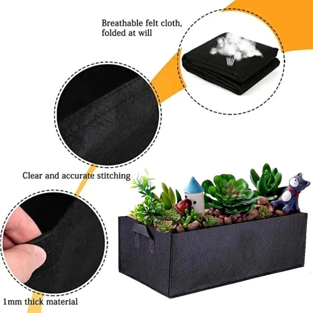 Sac de culture carré en feutre – Conteneur de croissance en tissu non tissé pour légumes, fleurs, herbes et plantation de jardin, sac jardinière surélevée réutilisable