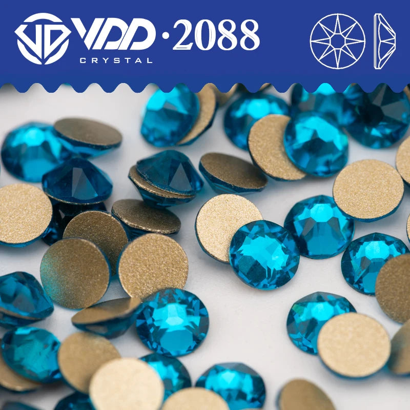 VDD 2088 Crystal Flower Nail Rhinestones – Non-Hotfix 8 Big & 8 Small Flatback Gems for Nail Art & DIY Decorations