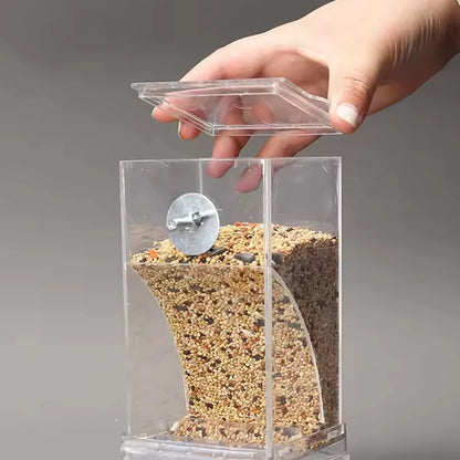 Parrot Bird Feeder – 1PC Transparent Anti-Spill Food Box, Durable Clear Feeding Device for Parrots & Small Birds