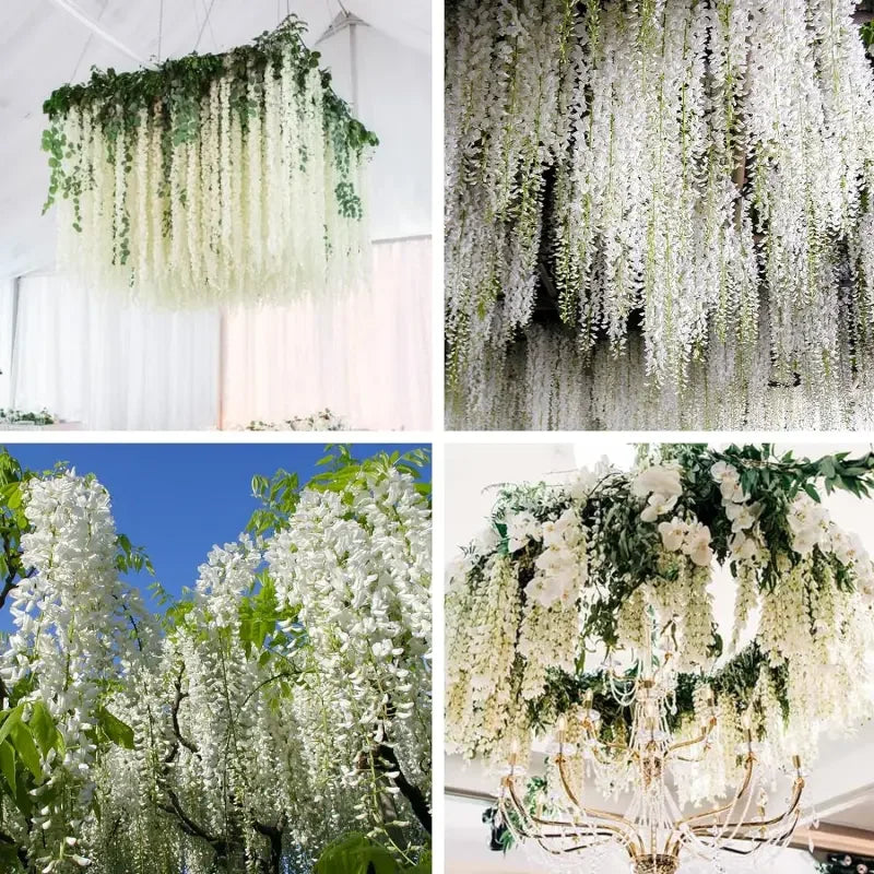 12PCS Artificial Wisteria Vine Flowers – Silk Hanging Trailing Garland for Wedding, Party & Home Decor | DIY Floral Decoration