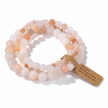 Set de 3 Pulseras de Cuentas de Piedra Natural – Agate Musgoso Indio, Rodonita y Cuarzo Cristal de 4mm/6mm/8mm para Hombres y Mujeres