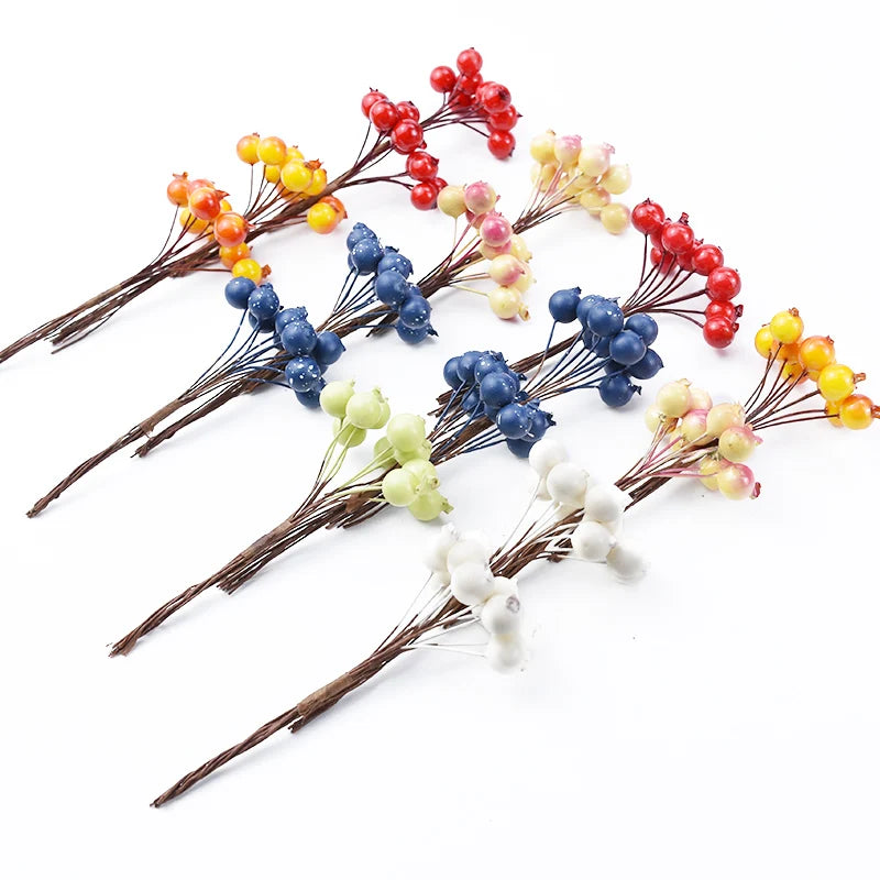 20/50PCS Artificial Pomegranate Flowers – DIY Floral Craft Decorations for Candy Boxes, Christmas Parties, Wedding Arches, Bouquets, Hairpins & Brooches