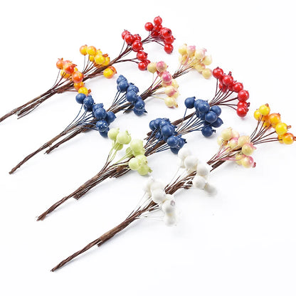 20/50PCS Artificial Pomegranate Flowers – DIY Floral Craft Decorations for Candy Boxes, Christmas Parties, Wedding Arches, Bouquets, Hairpins & Brooches