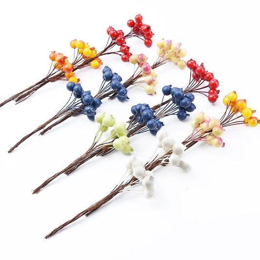 20/50PCS Artificial Pomegranate Flowers – DIY Floral Craft Decorations for Candy Boxes, Christmas Parties, Wedding Arches, Bouquets, Hairpins & Brooches
