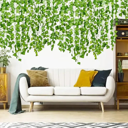 Artificial Ivy Vine Garland – Realistic Faux Green Leaf Rattan Creeper for Garden, Wedding Decor, Party Decorations, Hanging Plants & Home Decoration