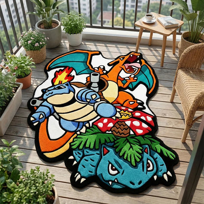 Pokémon Charizard, Blastoise & Venusaur Plush Non-Slip Area Rug – Soft Anime Floor Mat