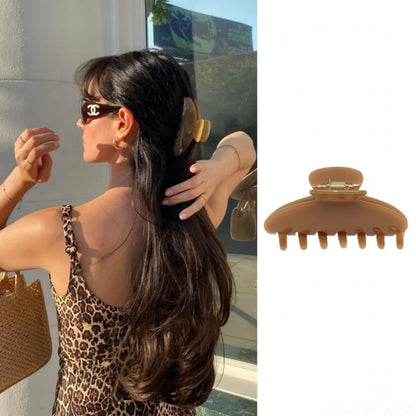 Pinza de pelo de acetato Fashion Coffee – Pinza grande de color sólido negro para mujeres y niñas | Accesorios sencillos para el pelo de verano