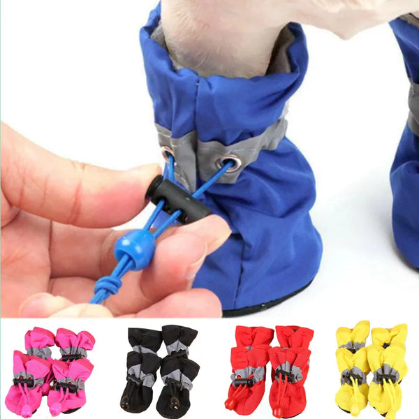 4-Piece Waterproof Dog Rain Boots – Anti-Slip Pet Paw Shoes for Small Dogs, Puppies & Cats