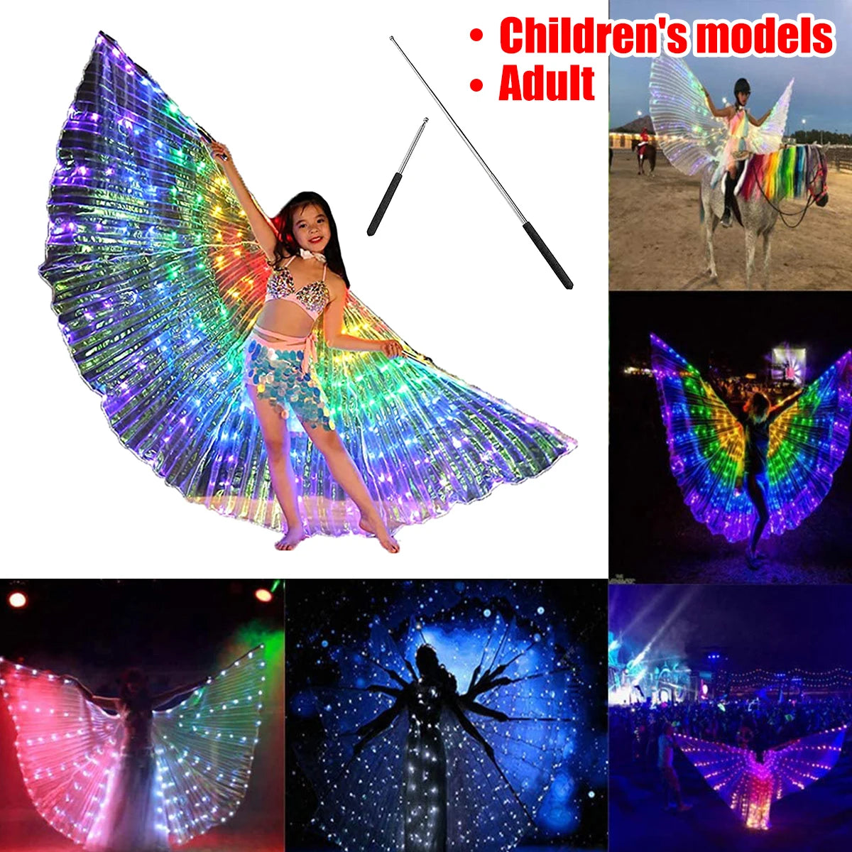 LED Light-Up Butterfly Fairy Wings – Luminous Costume Wings for Dance, Parties, Cosplay & Stage Performances