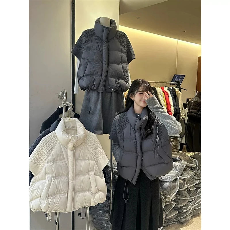 ZAROY Women’s Cotton-Padded Vest Jacket – Loose-Fit Puffer Waistcoat with Stand Collar & Pockets, Casual Autumn/Winter Outerwear