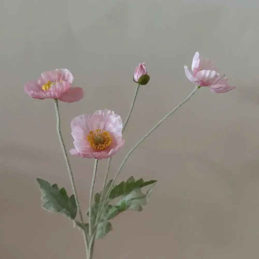 Artificial Poppy Flowers – Realistic Silk Faux Long Stem Flowers for Home Décor, Garden, Wedding Bridal Bouquets, Party Decoration & DIY Floral Arrangements