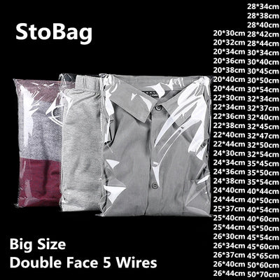 StoBag 100pcs Clear Self-Seal Apparel Bags – Transparent Plastic Clothing Packaging Bags with Adhesive Closure for T-Shirts, Gifts, Weddings & Parties