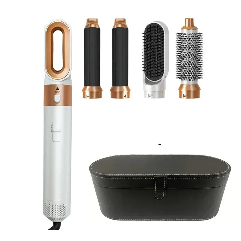 5-in-1 Hair Dryer & Styling Tool Set – Professional Hot Air Brush, Curling Iron, Hair Straightener & Volumizing Comb for Home & Salon Use