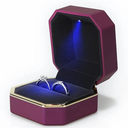 LED Velvet Jewelry Gift Box for Rings, Necklaces & Pendants – Luxury Lighted Proposal, Engagement & Wedding Display Case