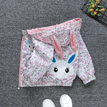 Cute Cartoon Animal Kids Jacket, Hooded Windbreaker for Baby Boys and Girls Ages 1-6, Lightweight Spring and Autumn Zipper Coat