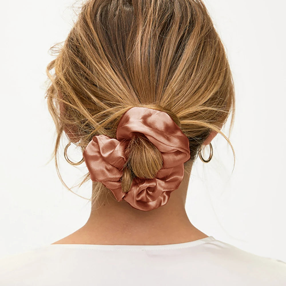 Goma para el pelo 100% seda Mulberry – 19 Momme, elástico grande para mujeres y niñas | Accesorio de lujo de seda para coleta