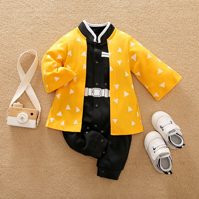 Newborn Baby Anime Cape-Style Bodysuit – Long Sleeve Cotton Romper for Boys & Girls, Cute Infant Outfit for Everyday Wear