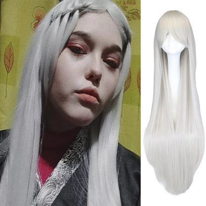 80cm Long Straight Multicolor Heat-Resistant Synthetic Cosplay Wig – Anime Halloween Party Costume Hairpiece