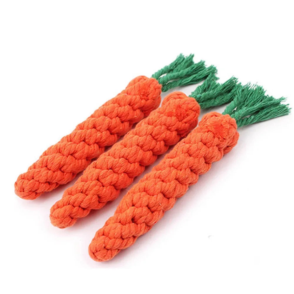 Juguete de cuerda con forma de zanahoria para perros, de algodón duradero, para masticar, para cachorros y perros, para limpiar los dientes, resistente a las mordeduras