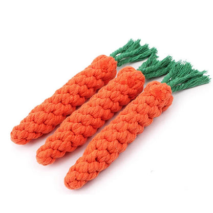 Juguete de cuerda con forma de zanahoria para perros, de algodón duradero, para masticar, para cachorros y perros, para limpiar los dientes, resistente a las mordeduras