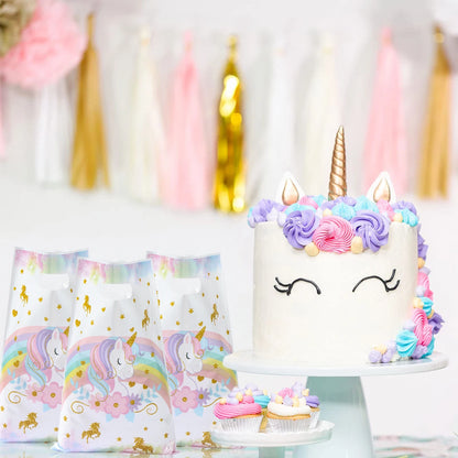 10/25/50 unidades Bolsas de Regalo de Unicornio para Dulces – Lindas Bolsas de Mano para Recuerdos de Fiesta, Decoraciones de Cumpleaños, Baby Showers, Regalos para Niños y Artículos de Celebración