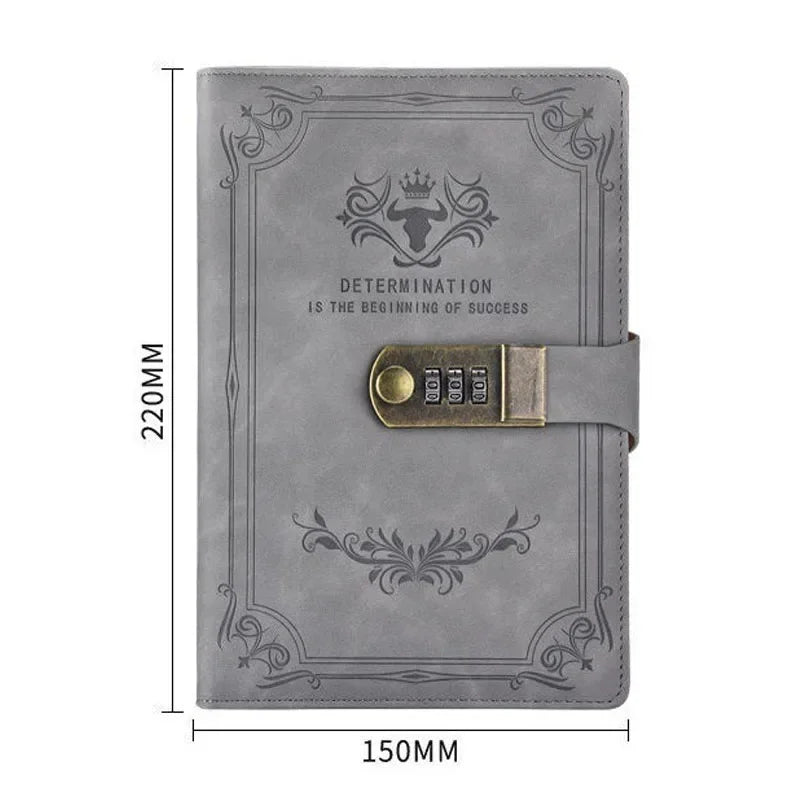 A5 Retro Password Lock Diary – 200-Page Journal Notebook with Secure Lock