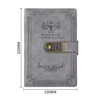 A5 Retro Password Lock Diary – 200-Page Journal Notebook with Secure Lock