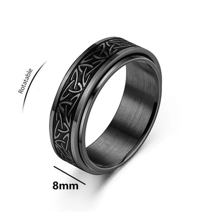 Viking Celtic Knot Rune Ring – Stainless Steel Rotating Spinner Ring for Men | Anti-Stress Anxiety Fidget Jewelry Gift