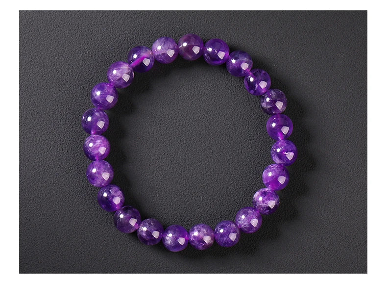 Bracelet en perles d'améthyste naturelle – Bracelet extensible en cristal véritable pour hommes et femmes, bijou de méditation yoga et accessoire de mode