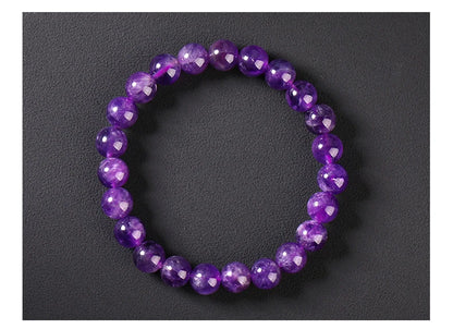 Bracelet en perles d'améthyste naturelle – Bracelet extensible en cristal véritable pour hommes et femmes, bijou de méditation yoga et accessoire de mode