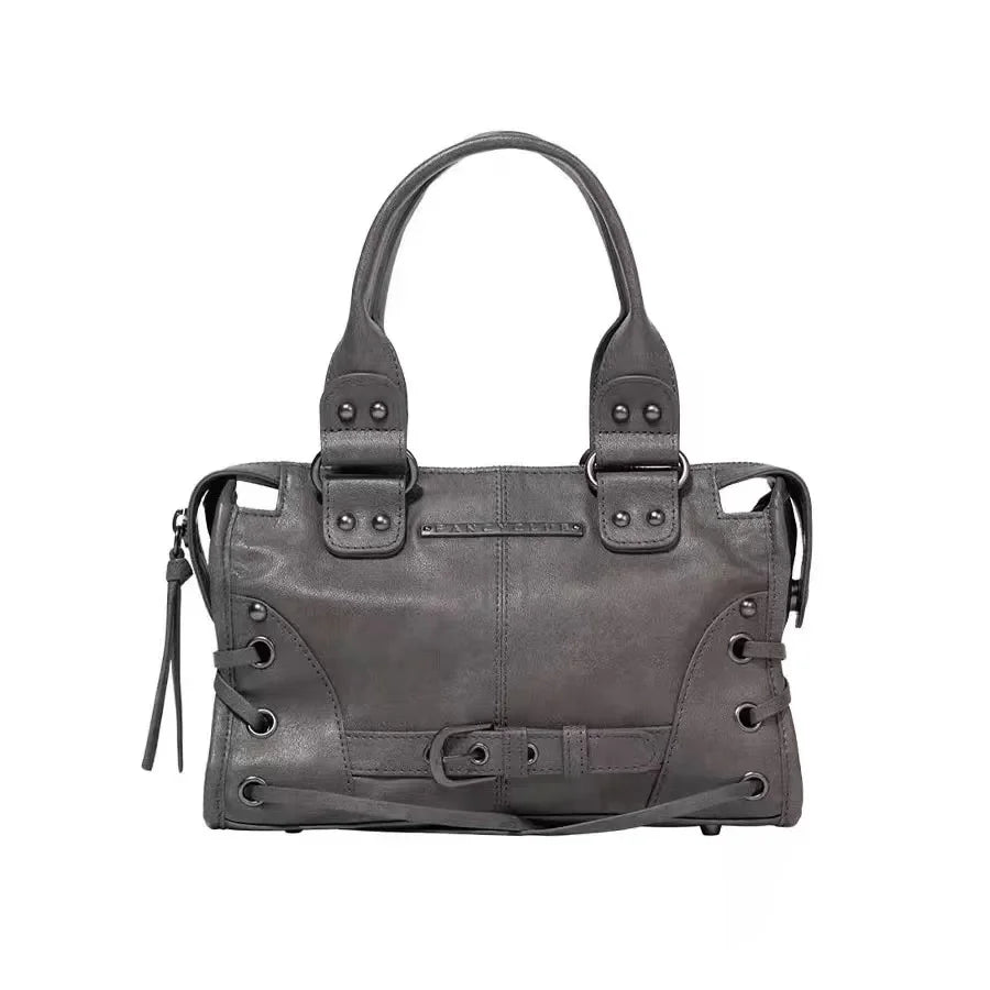 FANCY CLUB Sac fourre-tout moto rétro pour femme – Grand sac à main à rivets avec anses, sac à main tendance de style coréen pour les trajets quotidiens, les voyages, le shopping et les tenues décontractées