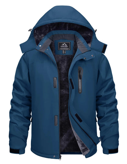 TACVASEN Men’s Winter Ski Jacket – Thick Fleece-Lined Waterproof Windbreaker, Warm Outdoor Parka for Snowboarding, Hiking & Mountain Trekking