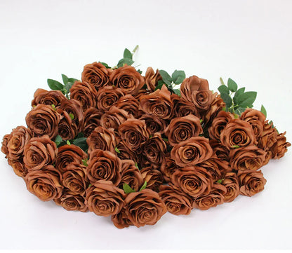 9 Heads Artificial Camellia Rose Bouquet – Realistic Faux Flowers for Wedding Decor, Party Displays, Home Decoration & Floral Gifts
