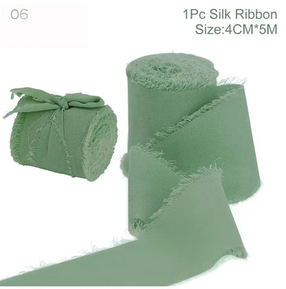 Ruban de soie en mousseline effilochée de 5 m – Ruban fait main déchiré pour bouquet de mariage et emballage cadeau
