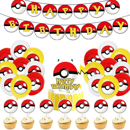 Pokémon Pokéball Birthday Decorations Tableware Set – Paper Plates, Cups & Napkins Party Supplies for Kids, Girls & Boys Birthday Celebration