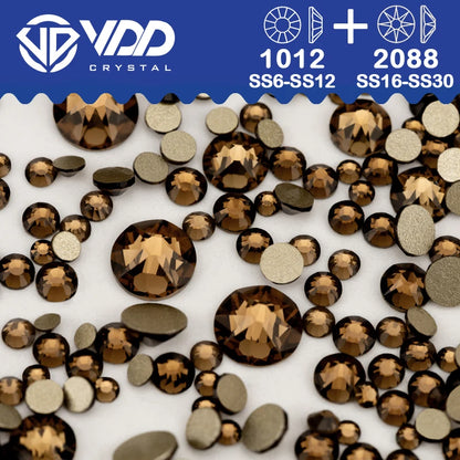 VDD Piedras Preciosas de Cristal Doradas de Fondo Plano – 2088 Cristales de Strass para Arte de Uñas, Manualidades y Decoraciones DIY