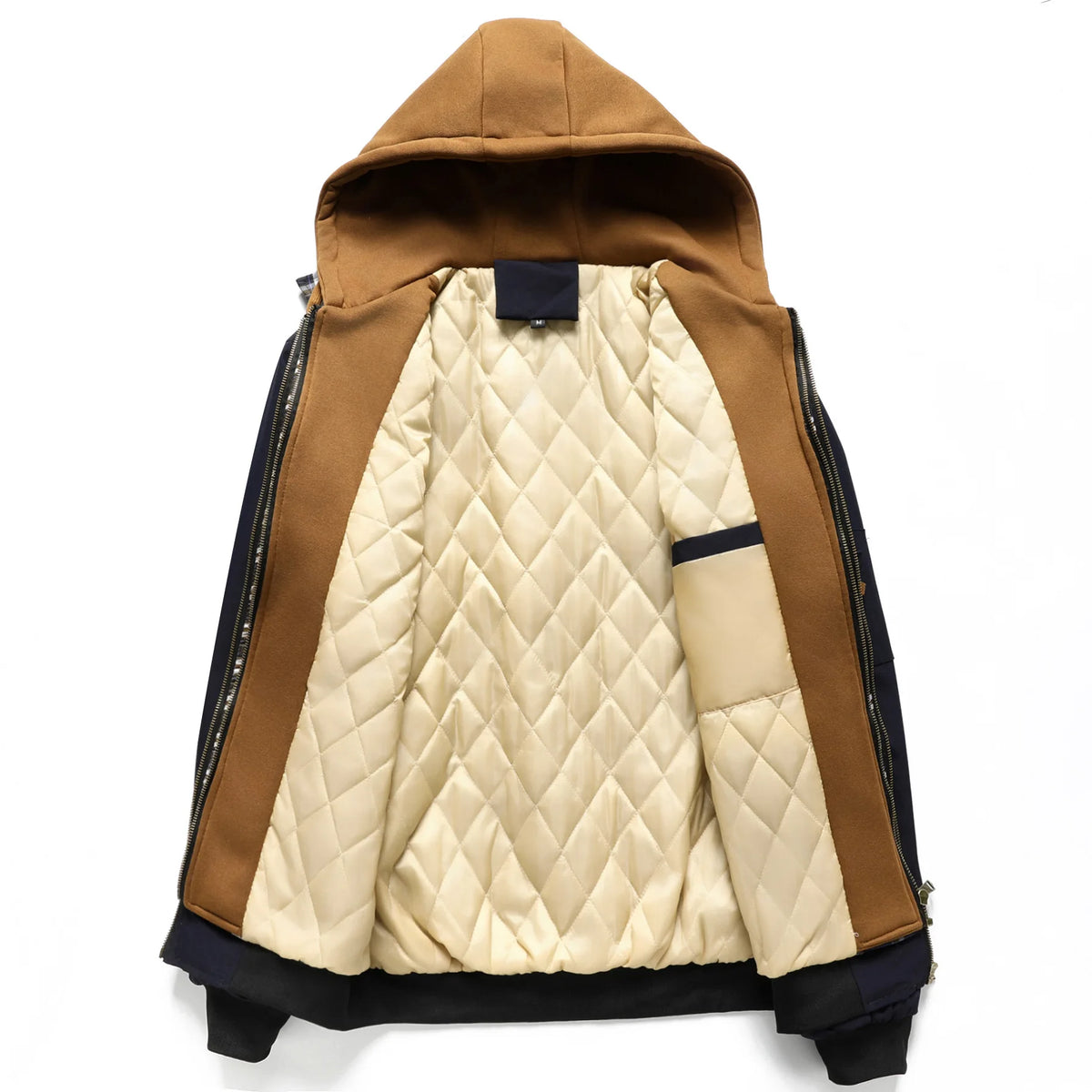 Men’s Color-Block Hooded Jacket – Loose-Fit Faux Two-Piece Coat, Trendy Casual Outerwear for Spring, Autumn & Winter